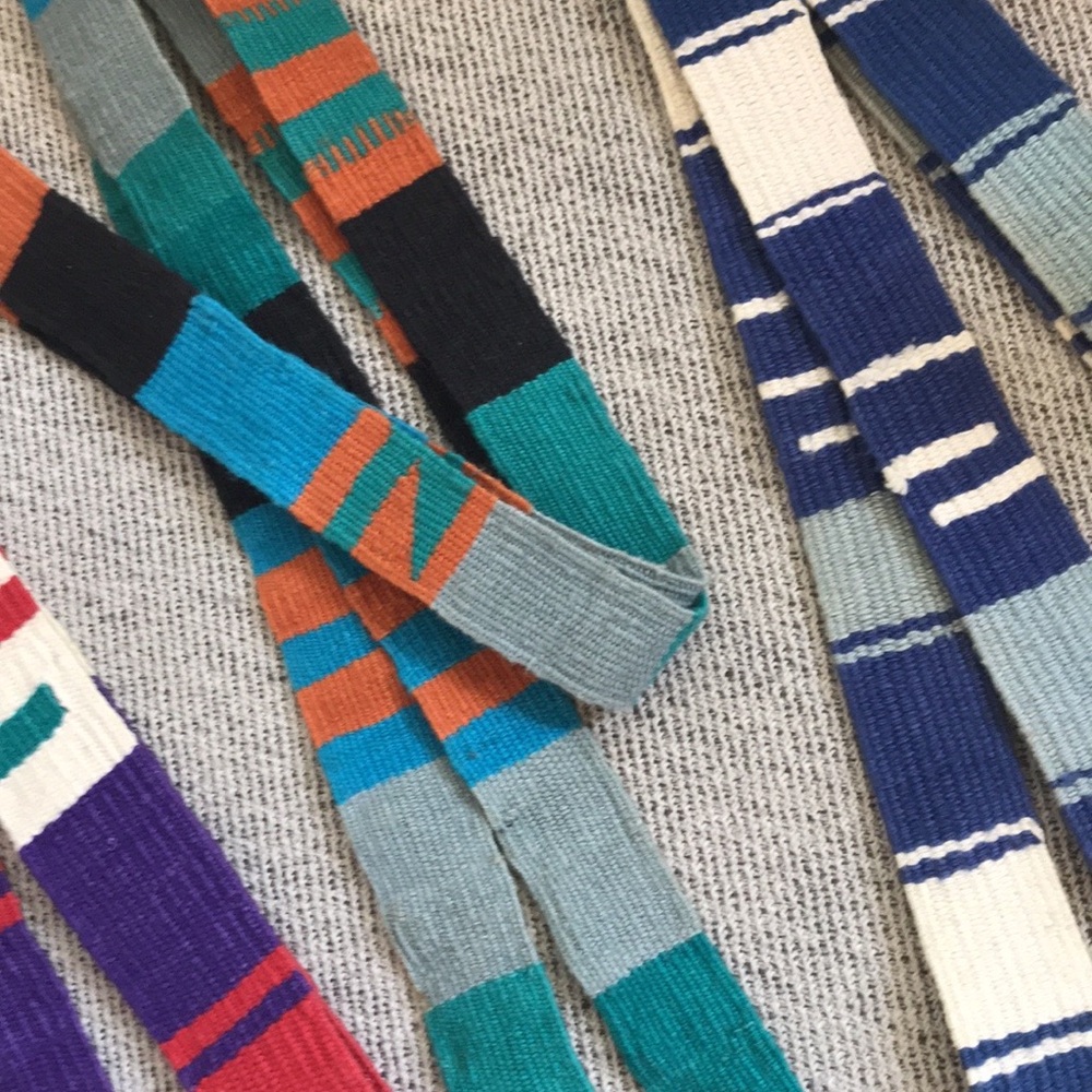 Guatemalan woven cotton belt in Blue/White ONLY